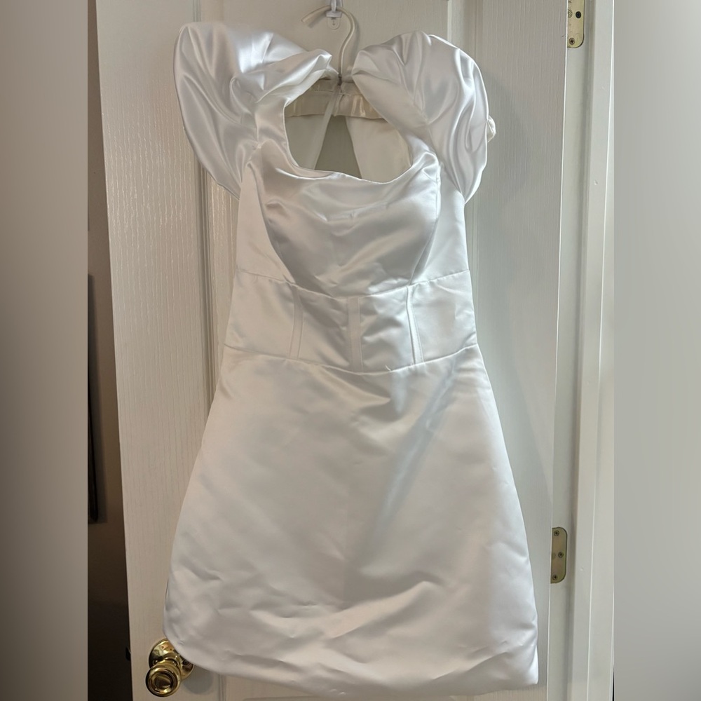 Elegant Satin White Women's Dress